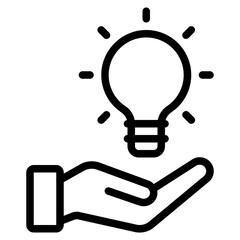 Hand-Held Light Bulb Icon for Creativity