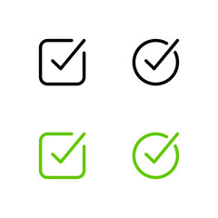 Checkmark icon set. Checkbox icon. Approve icon set. Yes icon.