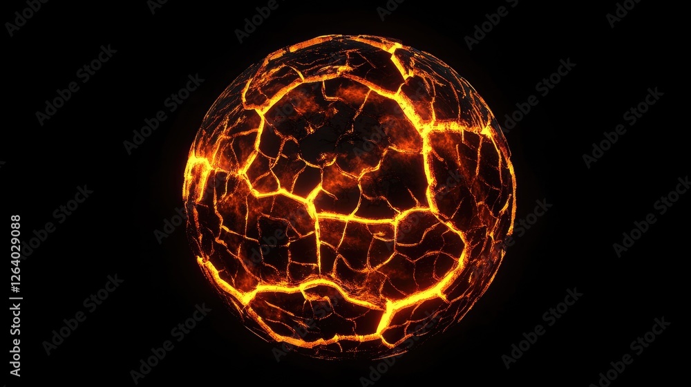 Poster a glowing, cracked globe emitting heat waves in 3d, symbolizing the pressing issue of global warming
