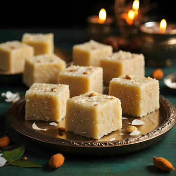 Coconut barfi or nariyal Burfi or barfee