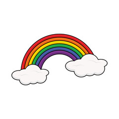 Color Rainbow With Clouds on white background