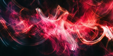 Obraz premium A mesmerizing swirl of vibrant reds, pinks, and whites dances across a hazy, dark backdrop, creating an enchanting, ethereal glow that captivates the eye