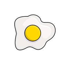 Hand drawn cartoon fried egg isolated on white background