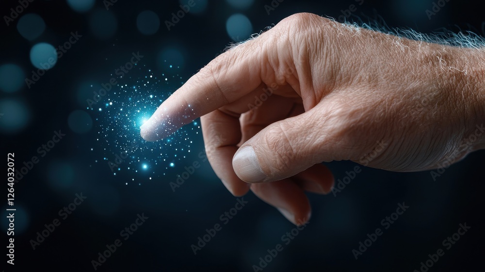 Wall mural human hand interacting with a futuristic digital financial data analytics dashboard showcasing graph