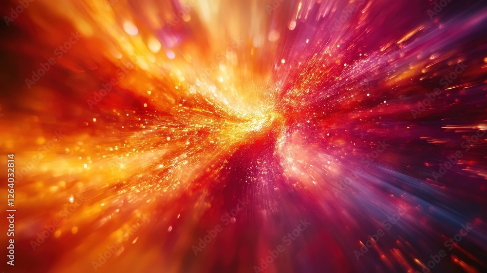 Poster colorful abstract light trails with sparks creating dynamic motion and energy in the background
