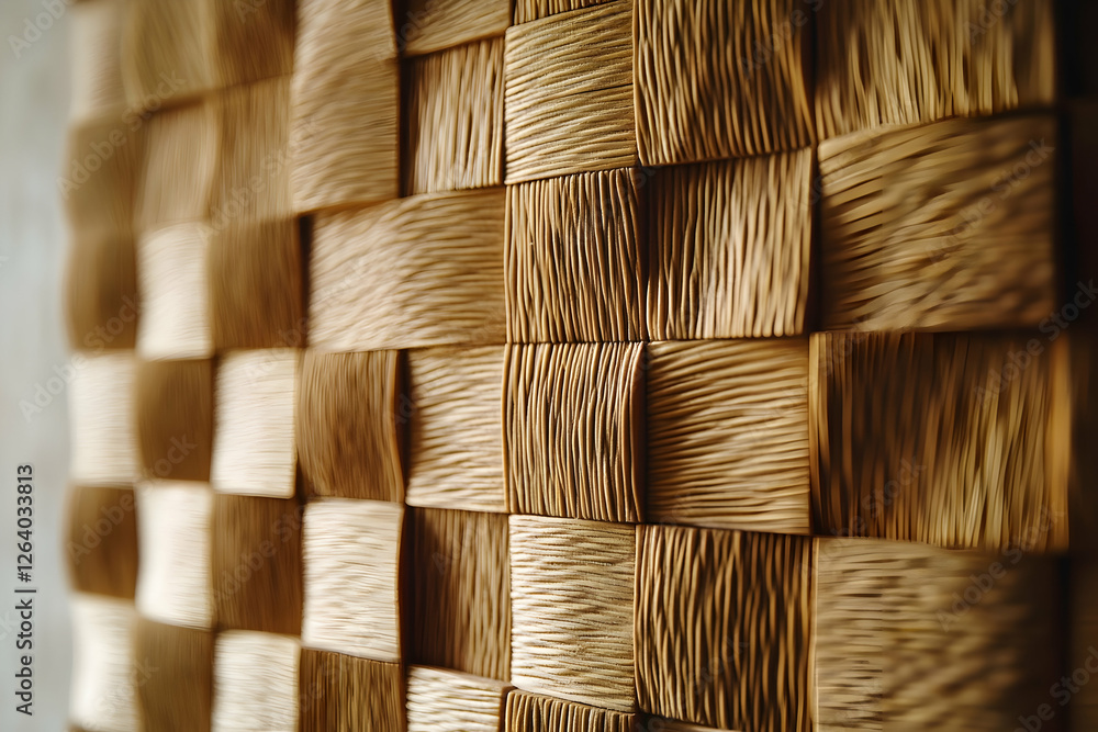 Poster a close-up shot of the texture and pattern created by wooden wicker