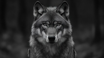 Fototapeta premium A close-up of a wolf's face with piercing eyes