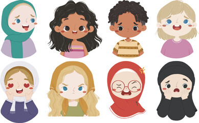 Kids in various facial expressions