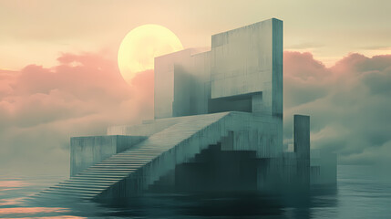 Architecturally impossible constructions with hypnotic shifting perspectives and mind bending visual paradoxes. Architectural Paradoxes. Illustration