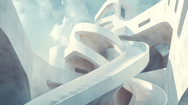 Architecturally impossible constructions with hypnotic shifting perspectives and mind bending visual paradoxes. Architectural Paradoxes. Illustration