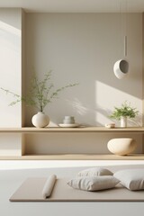 Minimalist Zen Room Design With Neutral Tones And Plants