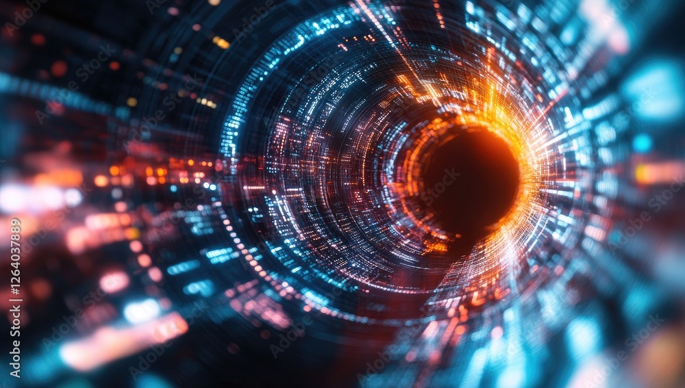 Aufkleber digital tunnel with swirling code