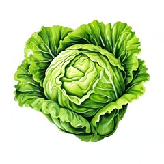 an AI Image Generator, Fresh Green Cabbage Illustration With Detailed