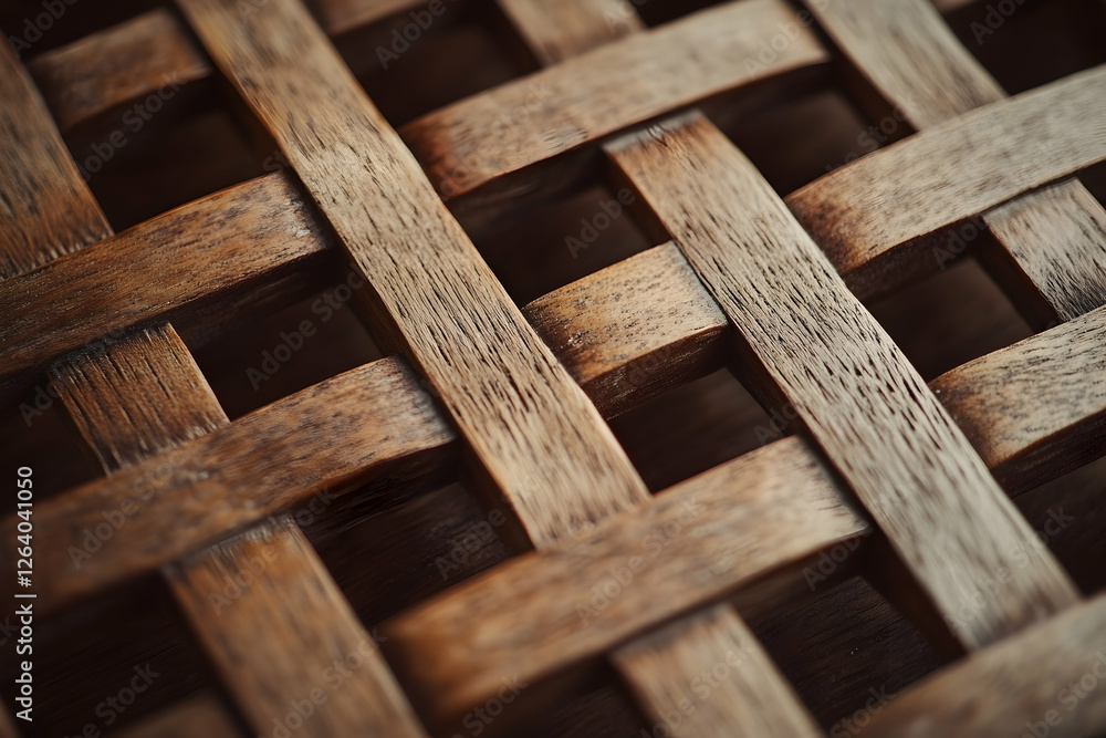 Poster a close-up shot of the texture and pattern created by wooden wicker
