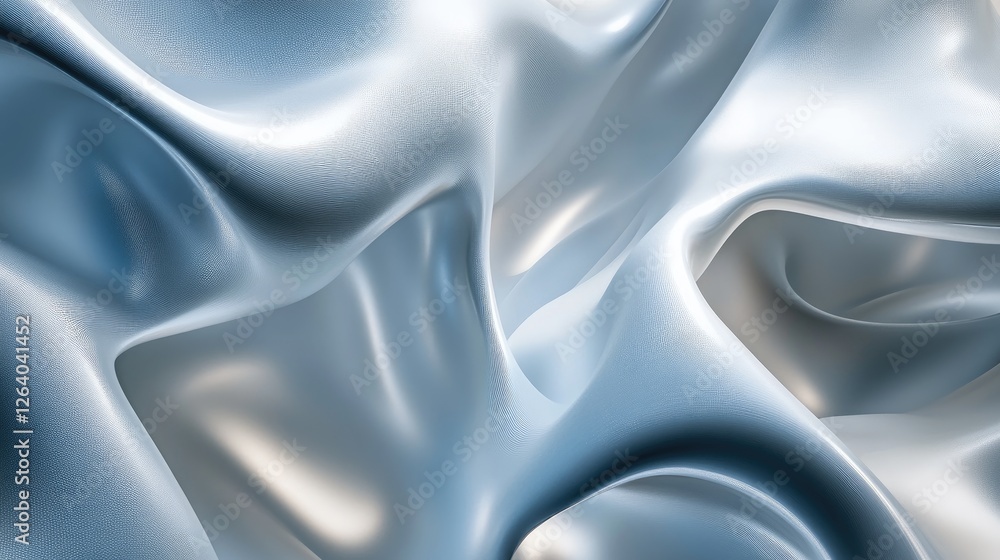 Poster abstract smooth curves of shapes twisting and turning, with a soft, flowing visual appearance on a g