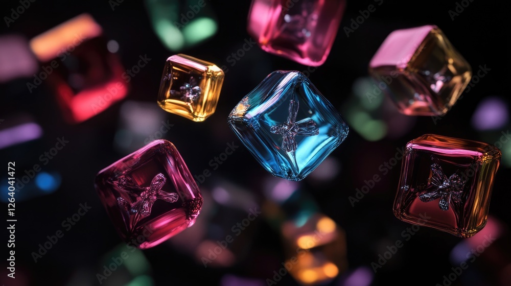 Aufkleber An abstract 3D render of colorful cubes floating and rotating, creating a modern, high-tech vibe.
