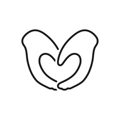 Love hand line icon on white background.