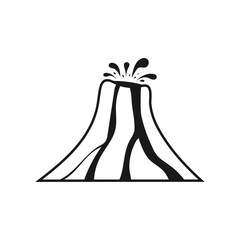 Volcano eruption line icon on white background.