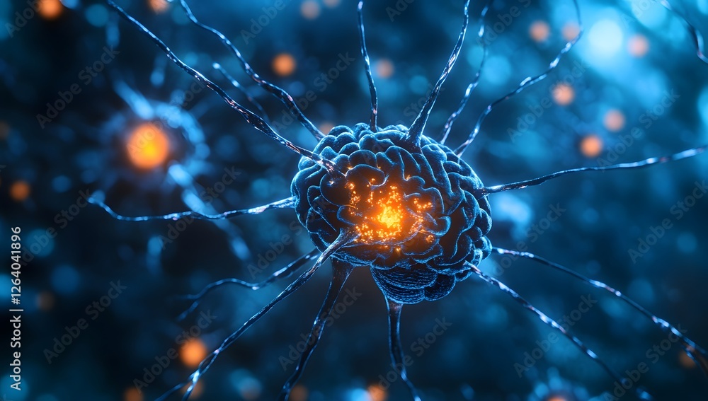 Poster Neural Network Cell Cluster in Action, Abstract Biomedical Imagery