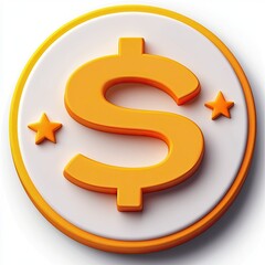 Obraz premium 3D Orange Dollar Sign Button Icon with Stars