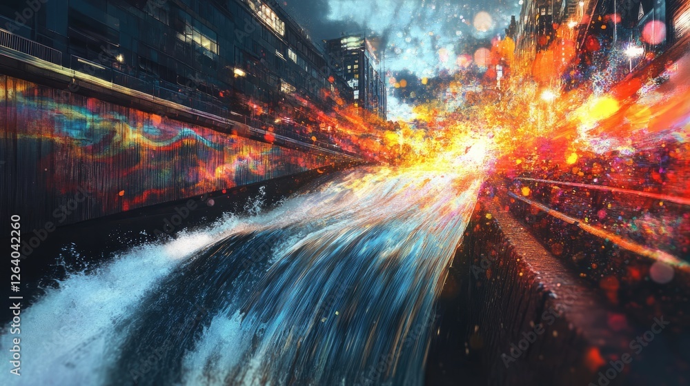 Poster Photos cascading in a flow, transitioning from one to the next, with vibrant and dynamic visuals forming an artistic collage.