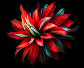 Vibrant red and green fireworks display against a black background