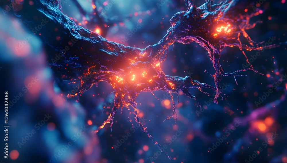 Poster Neural Network Synapse Activity, Microscopic View