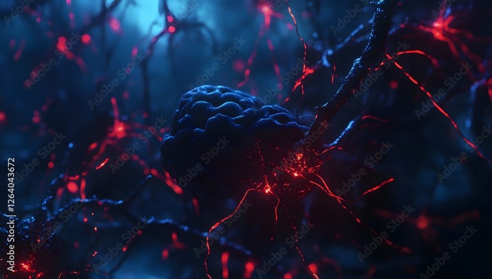 Poster Neuron cluster; brain; deep; glowing; science; research