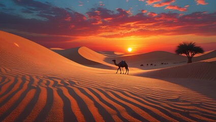 Camel in the Sahara desert