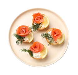 Tasty tartlets with delicious filling isolated on white, top view