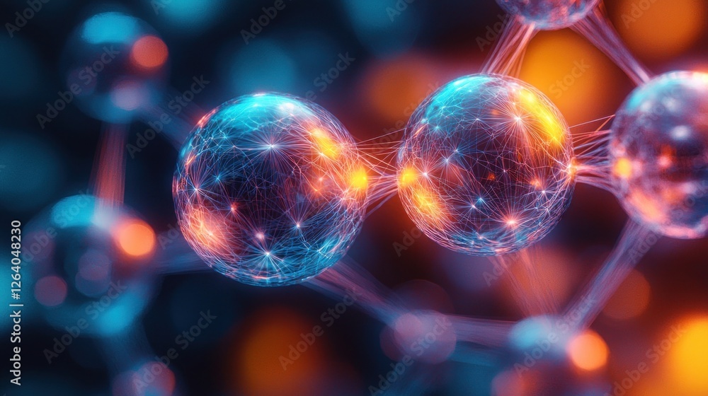Poster molecular structure: a 3d rendering of interconnected atoms