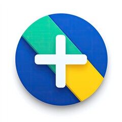 Obraz premium Colorful plus sign icon on round button, digital interface