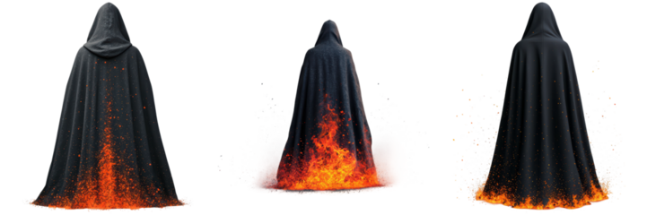 Mysterious Cloak with Flames and Magical Smoke Effects