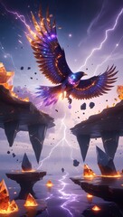 Fairy tale castle Eagle in a magical world ai generated image