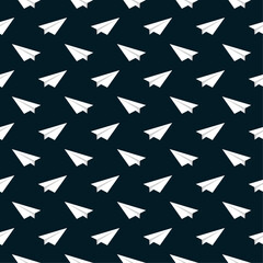Seamless pattern white paper plane.