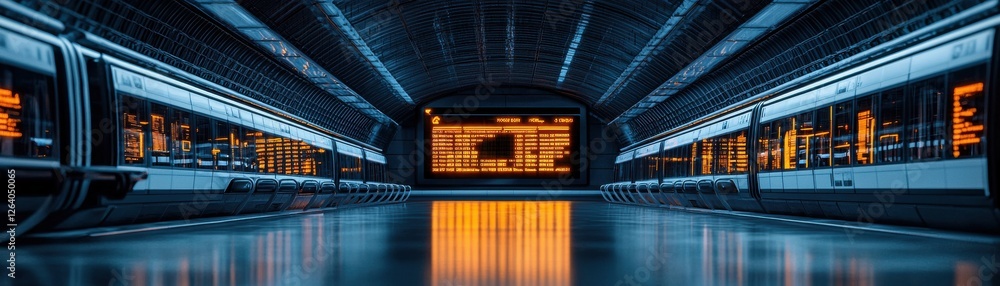 Poster futuristic bus terminal with sleek architectural design and cutting edge lighting a sci fi inspired 
