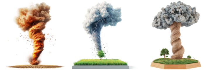Dynamic Tornadoes Representing Different Weather Conditions