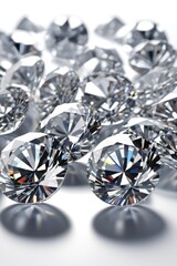 a close up of a bunch of diamonds on a white surface