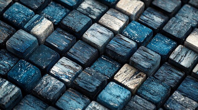 Blue wooden cubes texture background