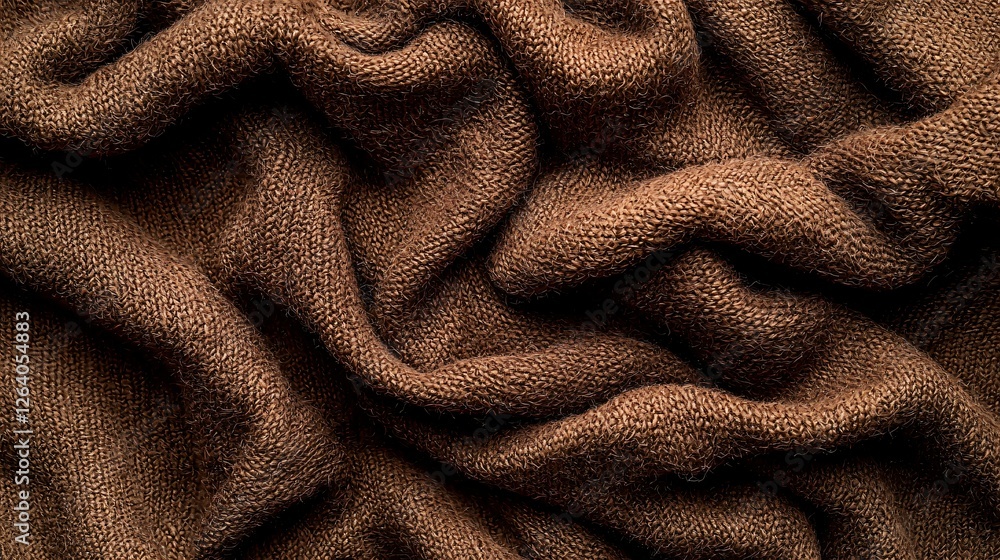 Sticker Brown fabric texture, soft folds, close-up, background, textile design