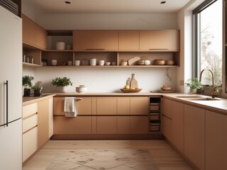 Modern Minimalist Kitchen Design With Warm Neutral Tones