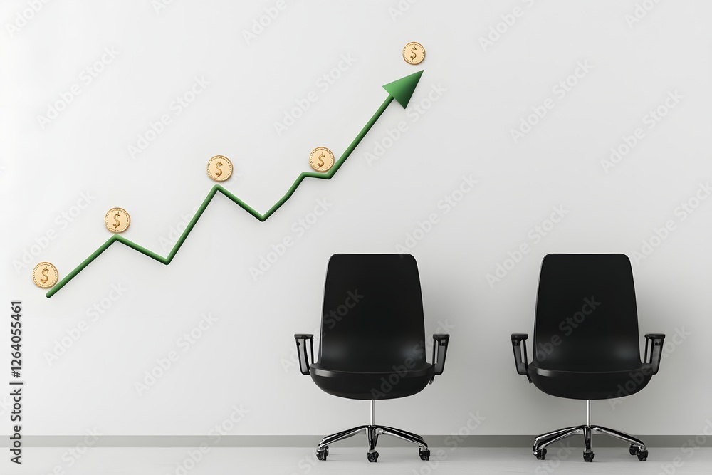 Aufkleber office growth chart with empty chairs