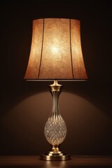 arafed lamp with a brown shade on a table