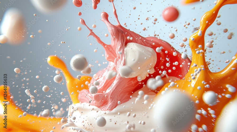Poster energetic abstract expressionism with dynamic interplay of vibrant splashes and fluid motions this d