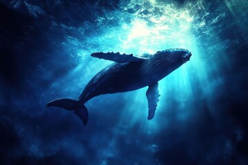 Majestic Humpback Whale Ascends Through Ocean Depths