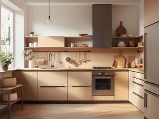 Modern Beige Kitchen Design With Natural Elements
