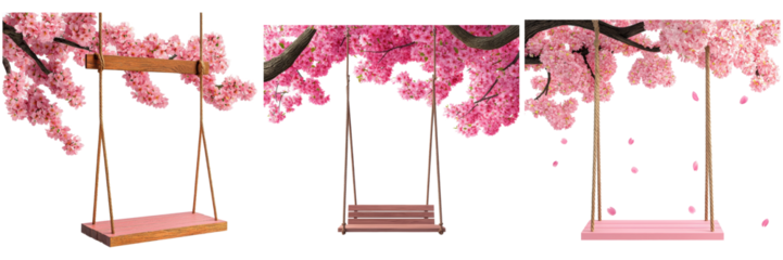 Elegant Swing Set Design with Cherry Blossom Background