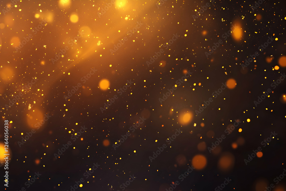 Poster a background of golden glitter and bokeh lights, creating an elegant