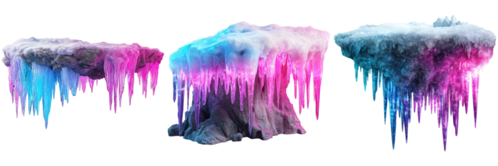 Colorful Ice Formations with Vibrant Light Effects and Textures