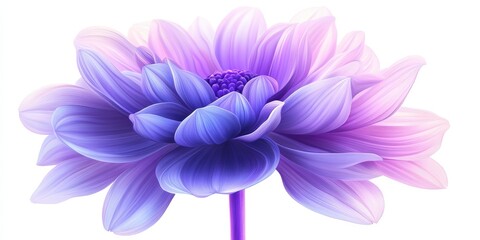Fototapeta premium A captivating illustration of a vibrant purple and pink dahlia, featuring symmetrically arranged petals that converge into an intricate central bloom. Each layer reveals lush hues with striking promin